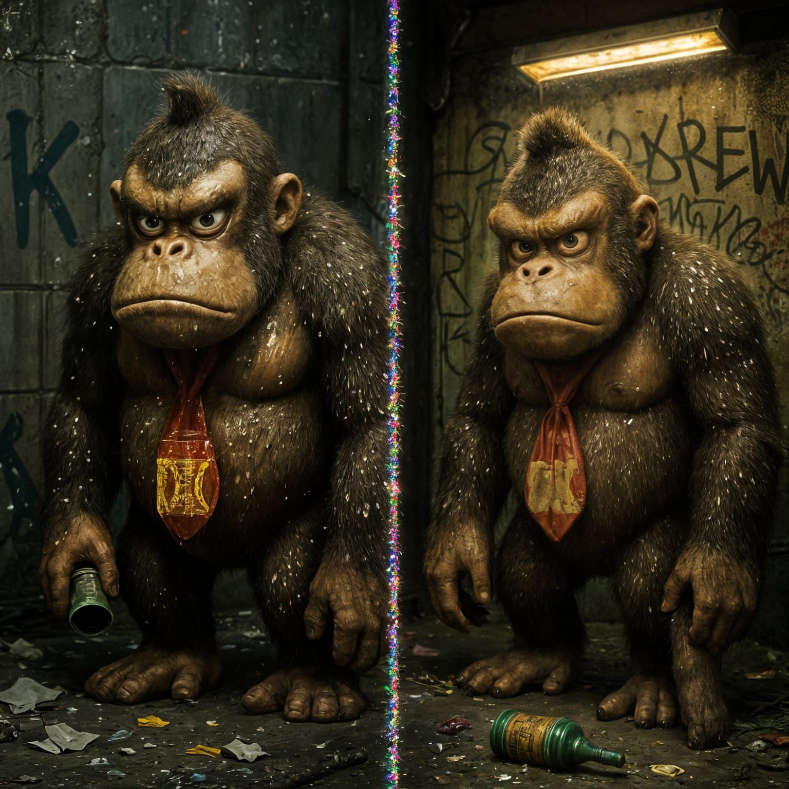 Gritty Donkey Kong Country Scene with Graffiti