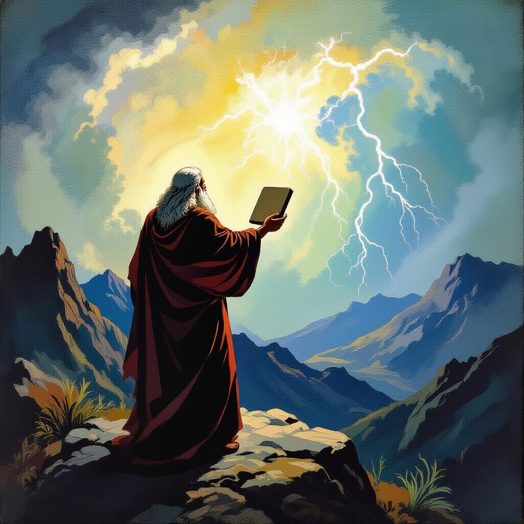 Moses and the Ten Commandments in Romanticism Style