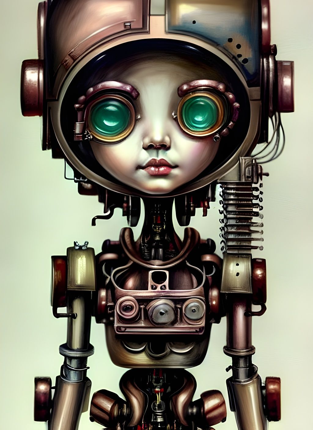Steampunk Chibi Android Girl Robot Portrait