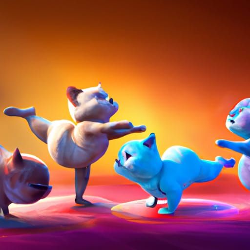 Yoga Kittens: 3D Digital Art