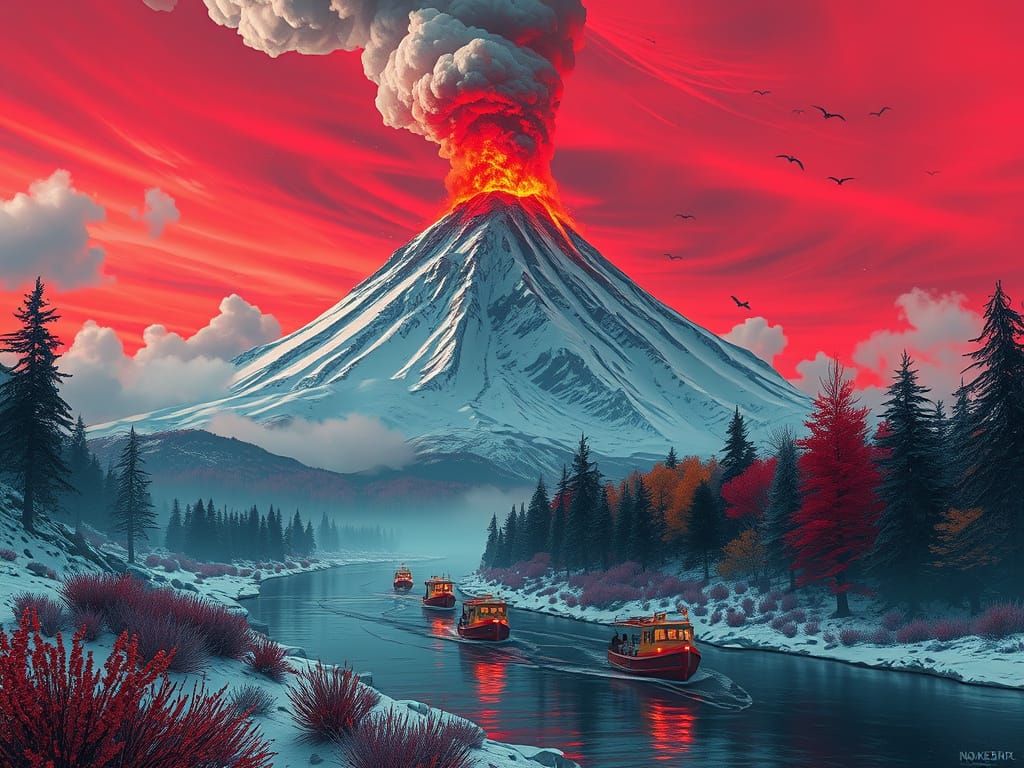 Volcanic Eruption in Apocalyptic Landscape Style