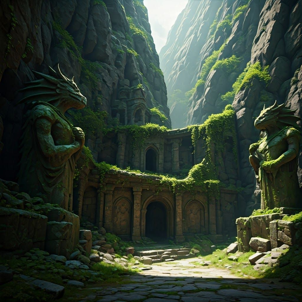 Lost City Carved into Misty Mountain Facade