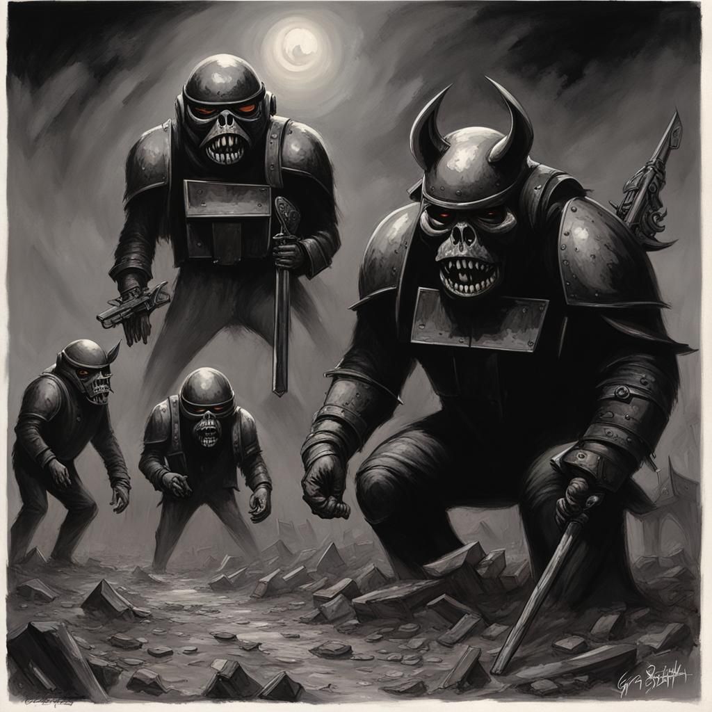 Sinister War Scene in Gothic Style