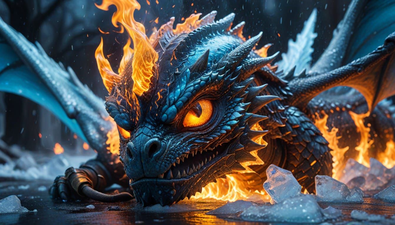 Epic Firefighter Battles Flames on Majestic Ice Dragon in Ci...