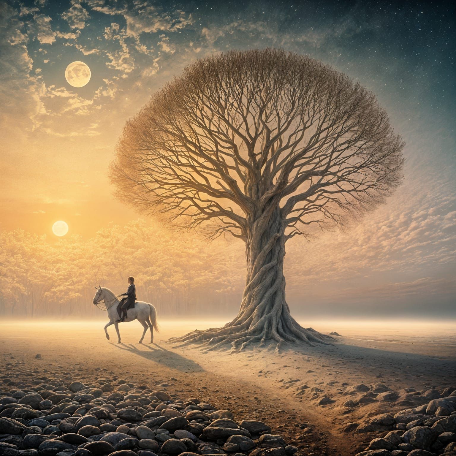 Surrealist Cedar Tree in a Dreamlike Atmosphere