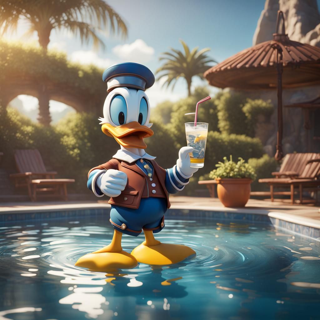 Donald Duck in Swimming Pool: Fantasy Concept Art