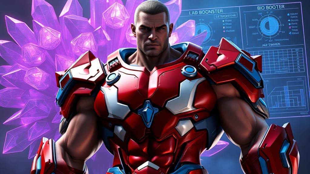 Hyper-Muscular Warrior in Advanced Combat Armor