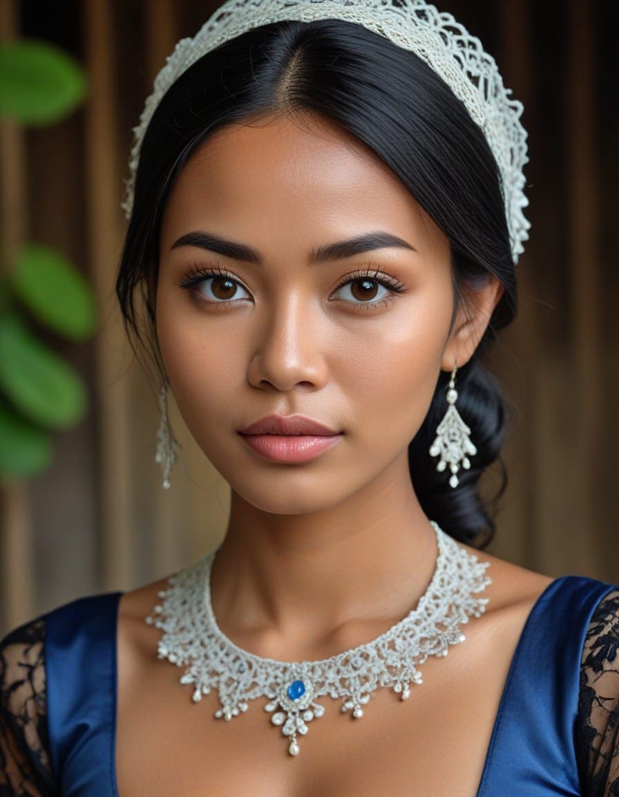 Pretty Indonesian Woman in Javanese Village