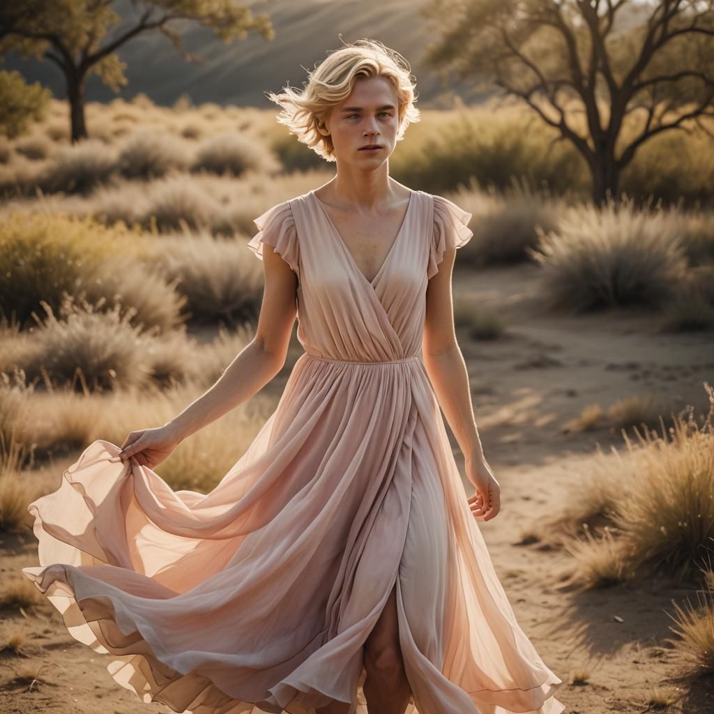 Boy in Pastel Dress, Cinematic Film Still