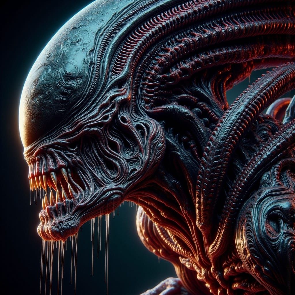 Xenomorph in Psychedelic Ink Splatter Art