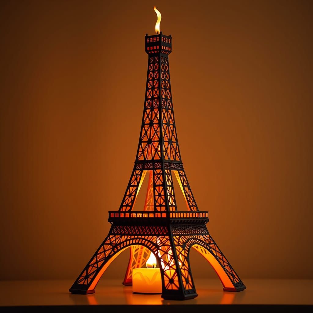Eiffel Tower Candle in Impressionist Style