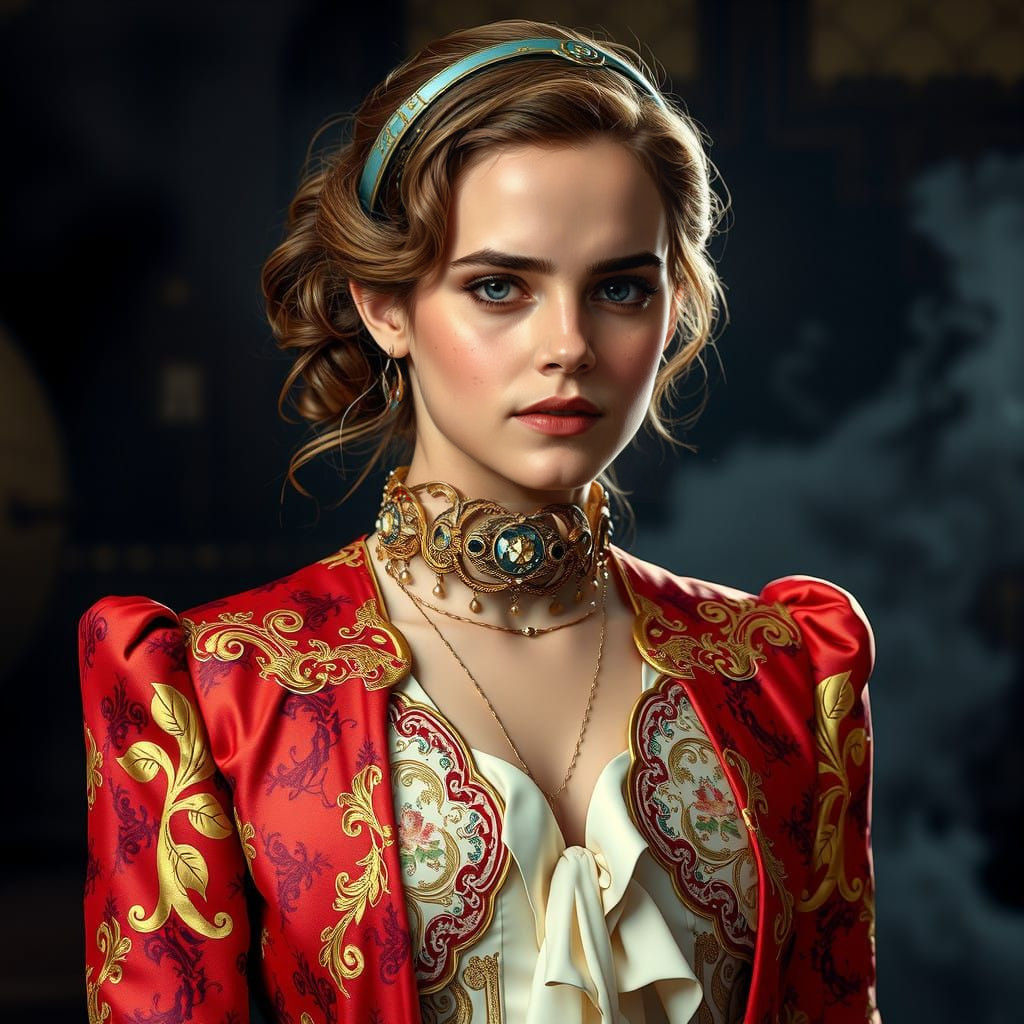 Elegant High-Fashion Portrait in Cyberpunk Aesthetic