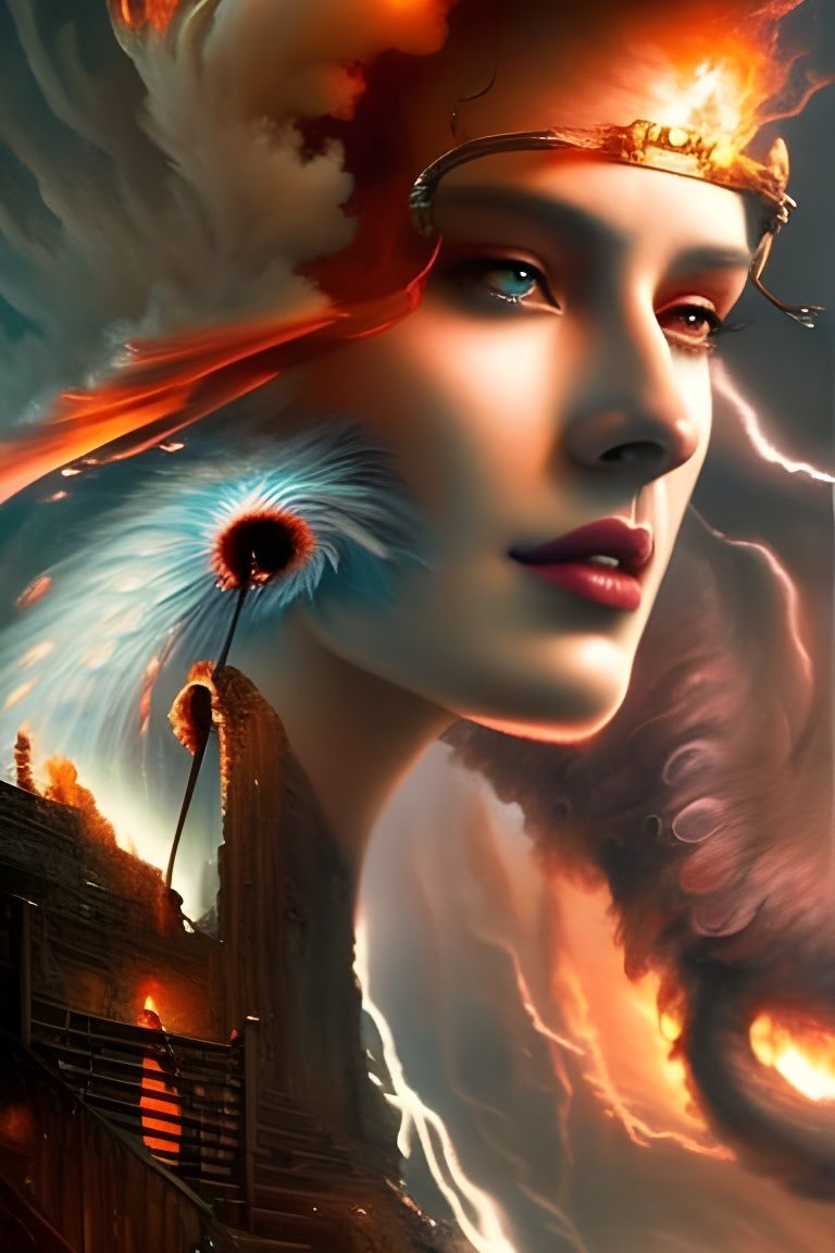 Epic Storm of Fire and Rain: Fantasy Concept Art