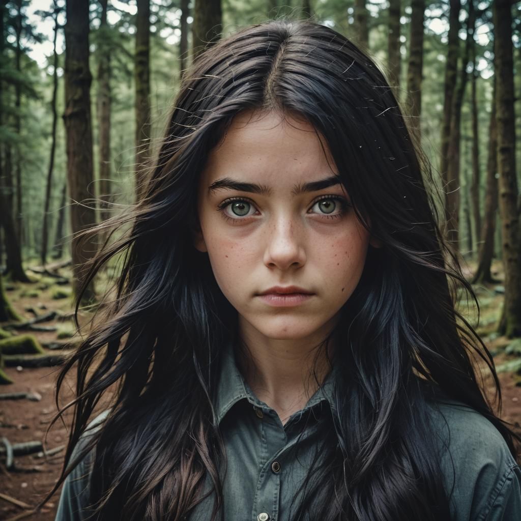 Girl with Black Hair: Cinematic Film Still