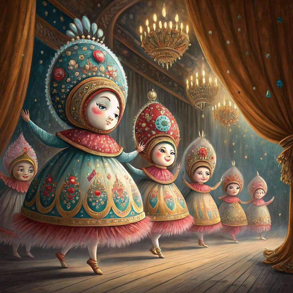 Babushka Dolls Dance Ballet on Ornate Stage