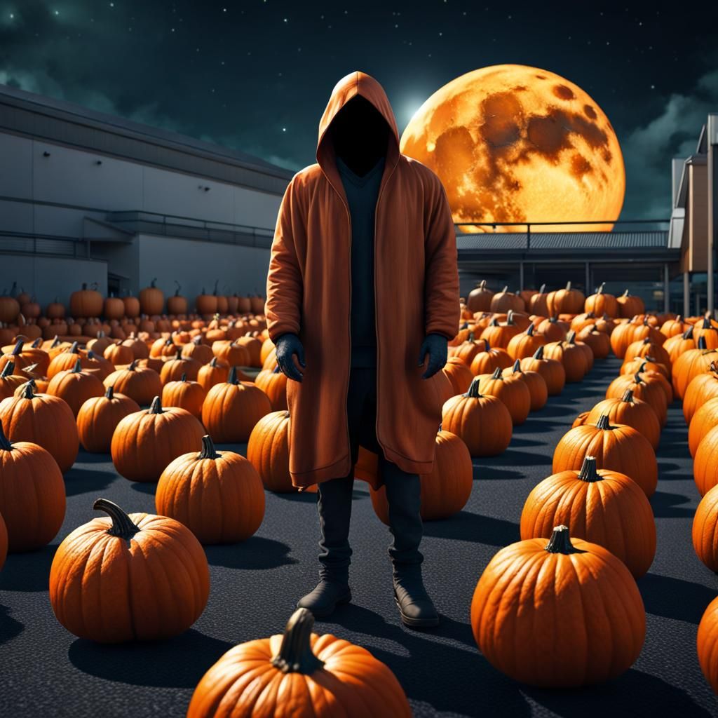 Pumpkin Hooded Monster in Sci-Fi Halloween Night