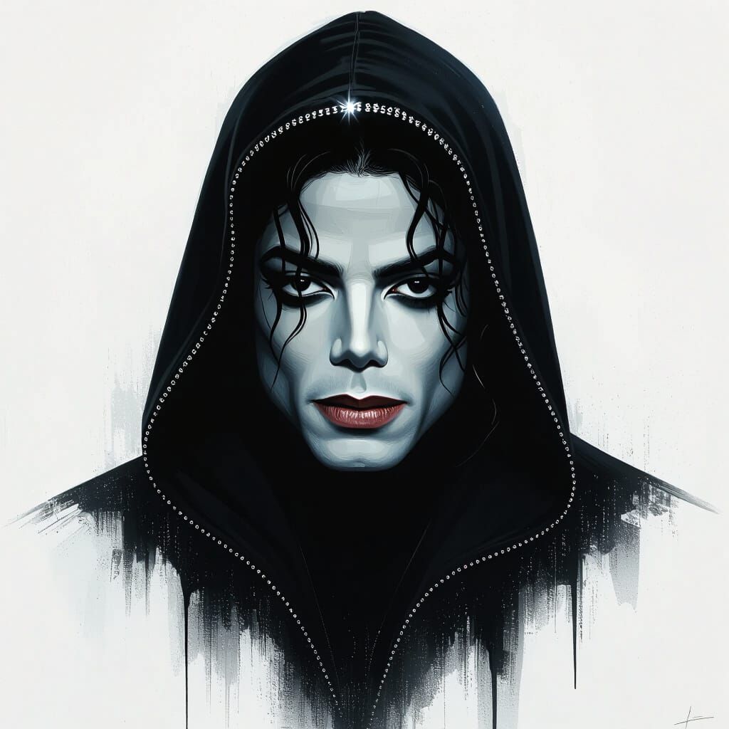 Michael Jackson Portrait in Dark, Mysterious Style