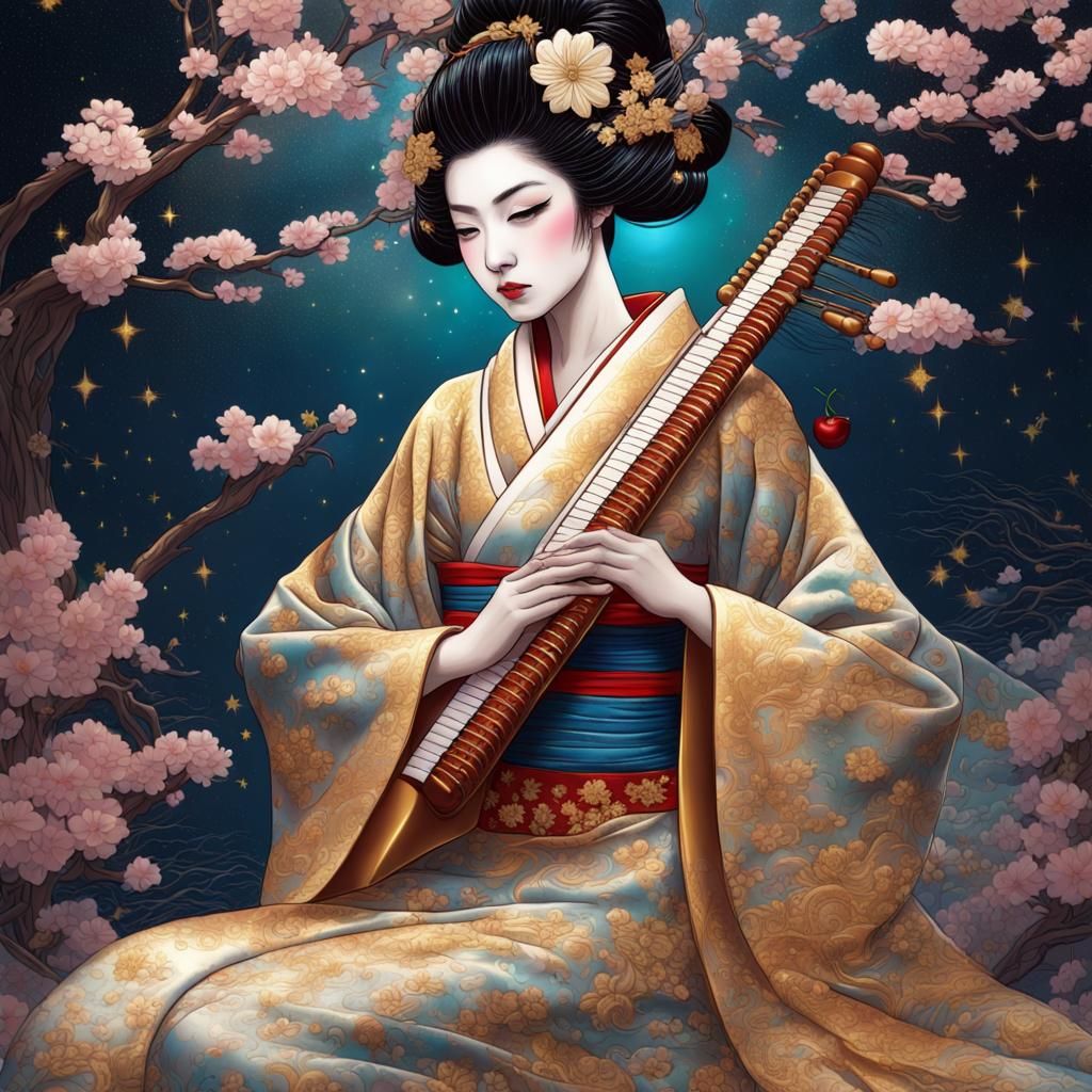 Geisha playing koto