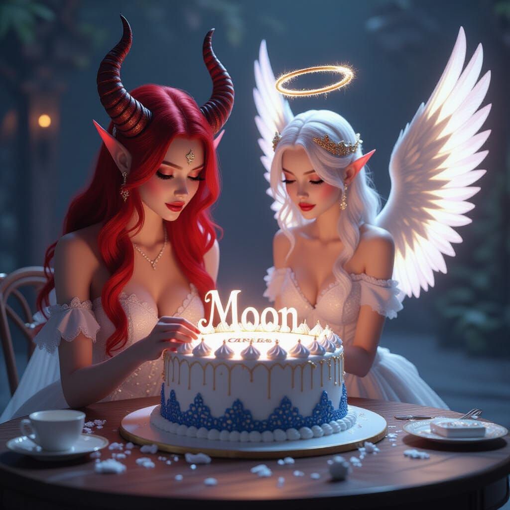 Demon and Angel Princesses Bake Celestial Cake