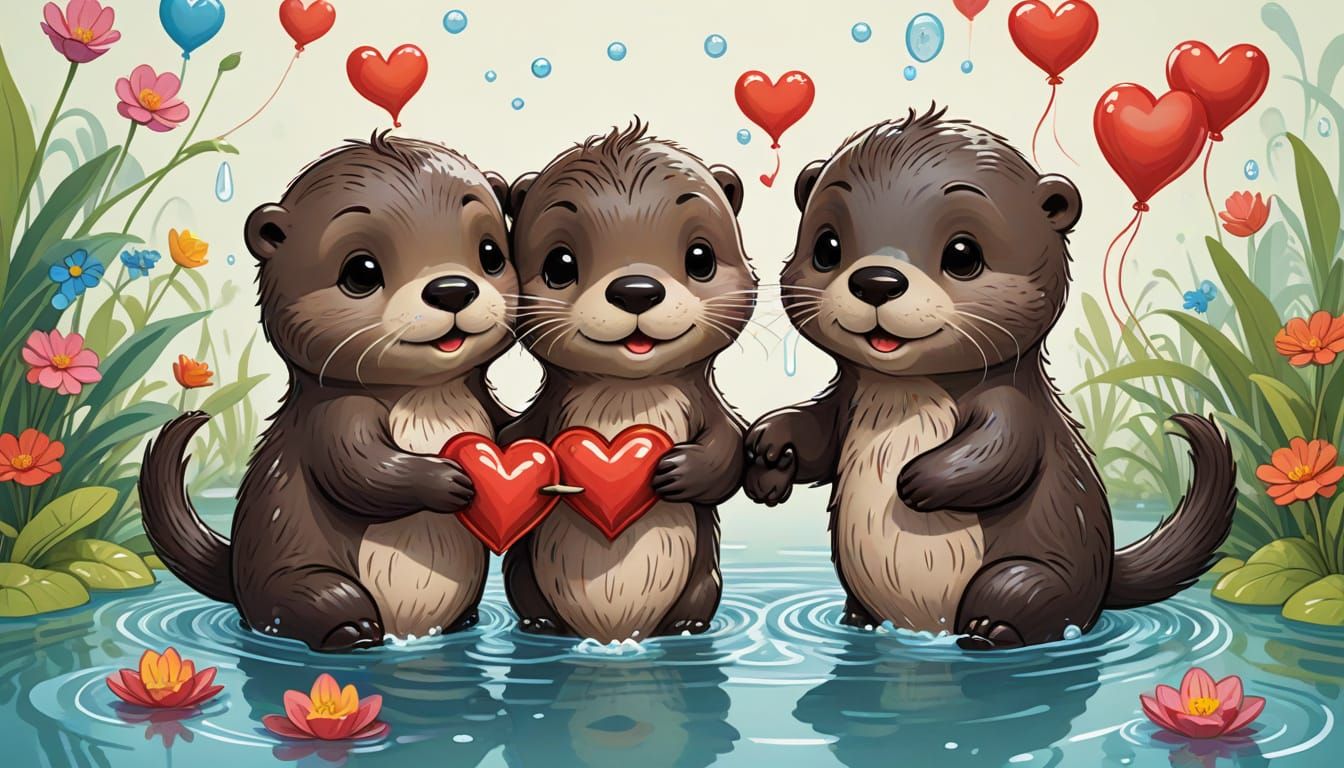 Whimsical Animal Couples in Cartoon Style