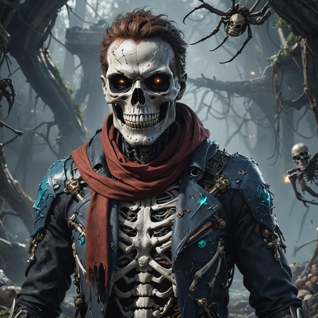 Skeleton with Spider Legs: Detailed Matte Painting