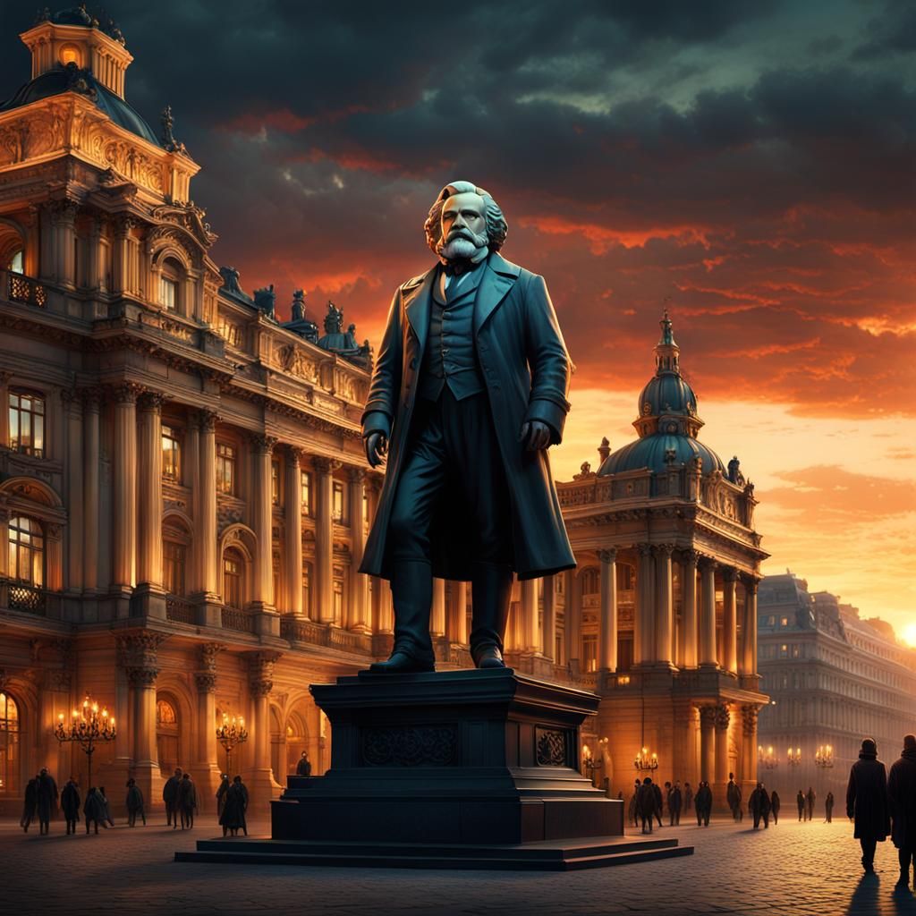 Monumental Karl Marx Statue in Baroque City