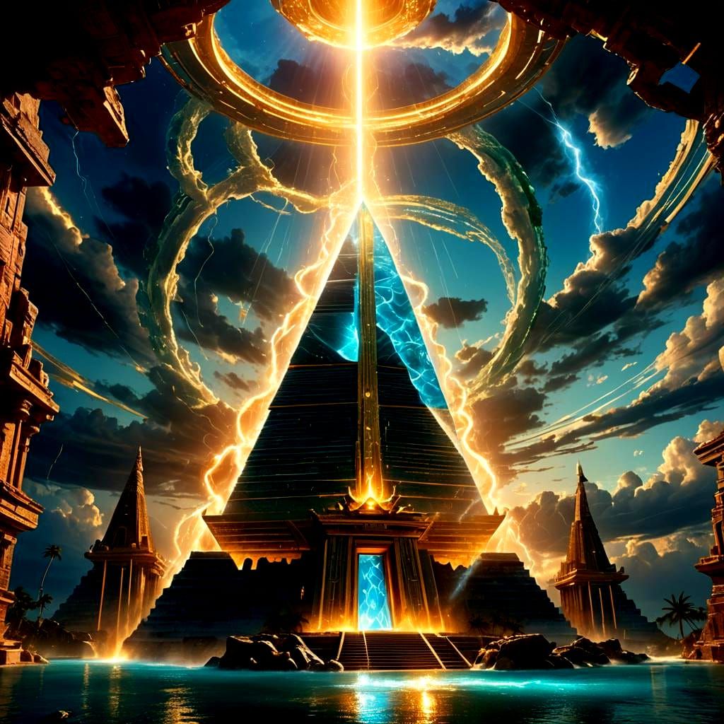 Atlantis Teleportation Device with Emerald Pyramid