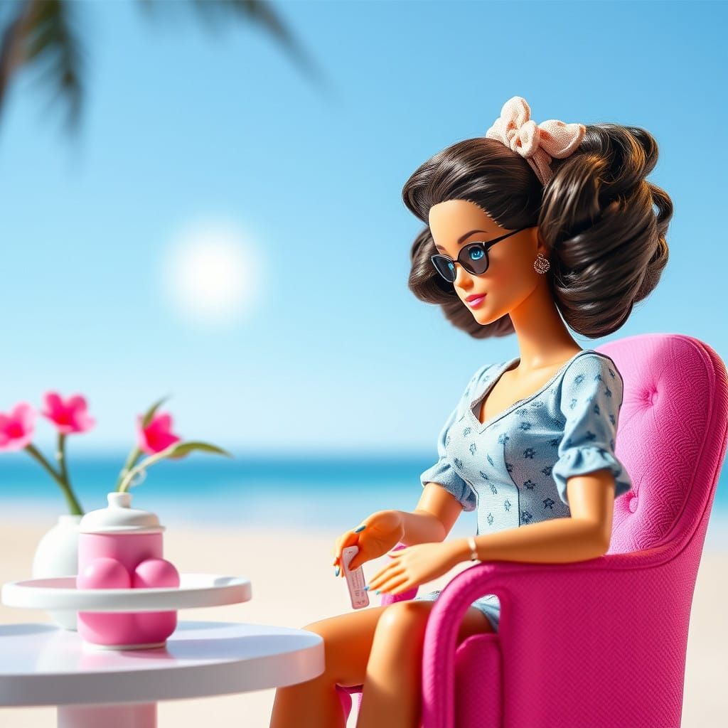 Barbie at a Tropical Beach Scene