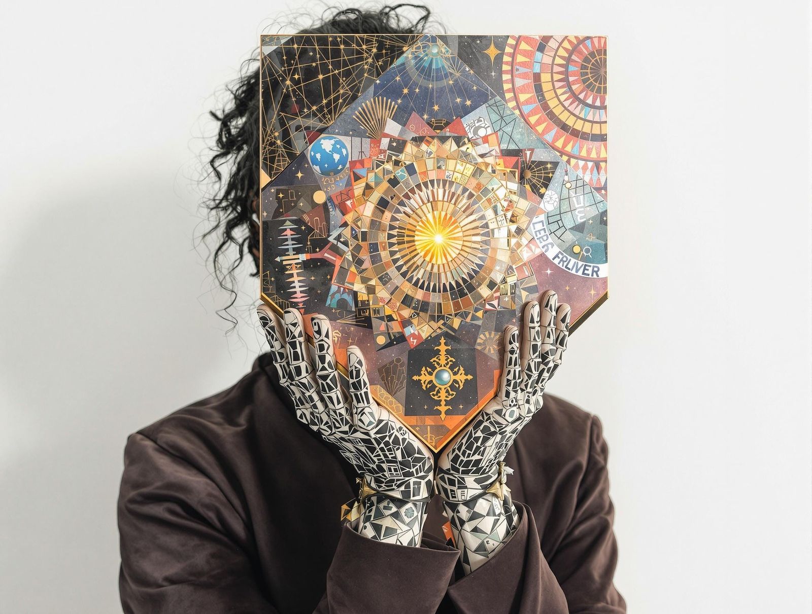 Bone-Fingers Bursting Heart-Balloon in Grisaille