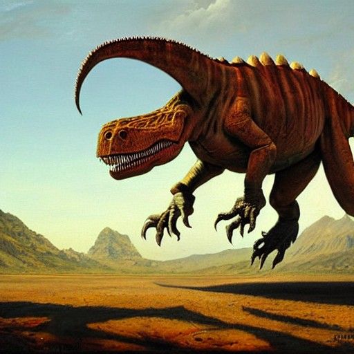 The Last Dinosaur: Oil Painting in Gurney Style