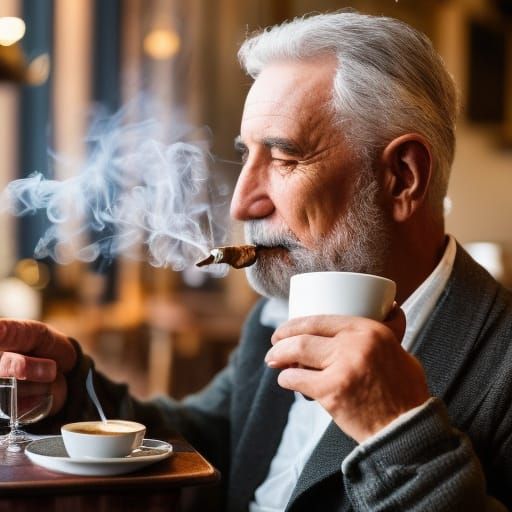 Cozy Fantasy: Old Man in Cafe