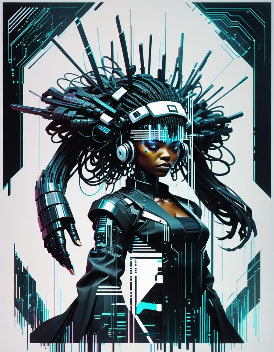 Corrupted Hologram of a Neuromancer Hacker Villainess