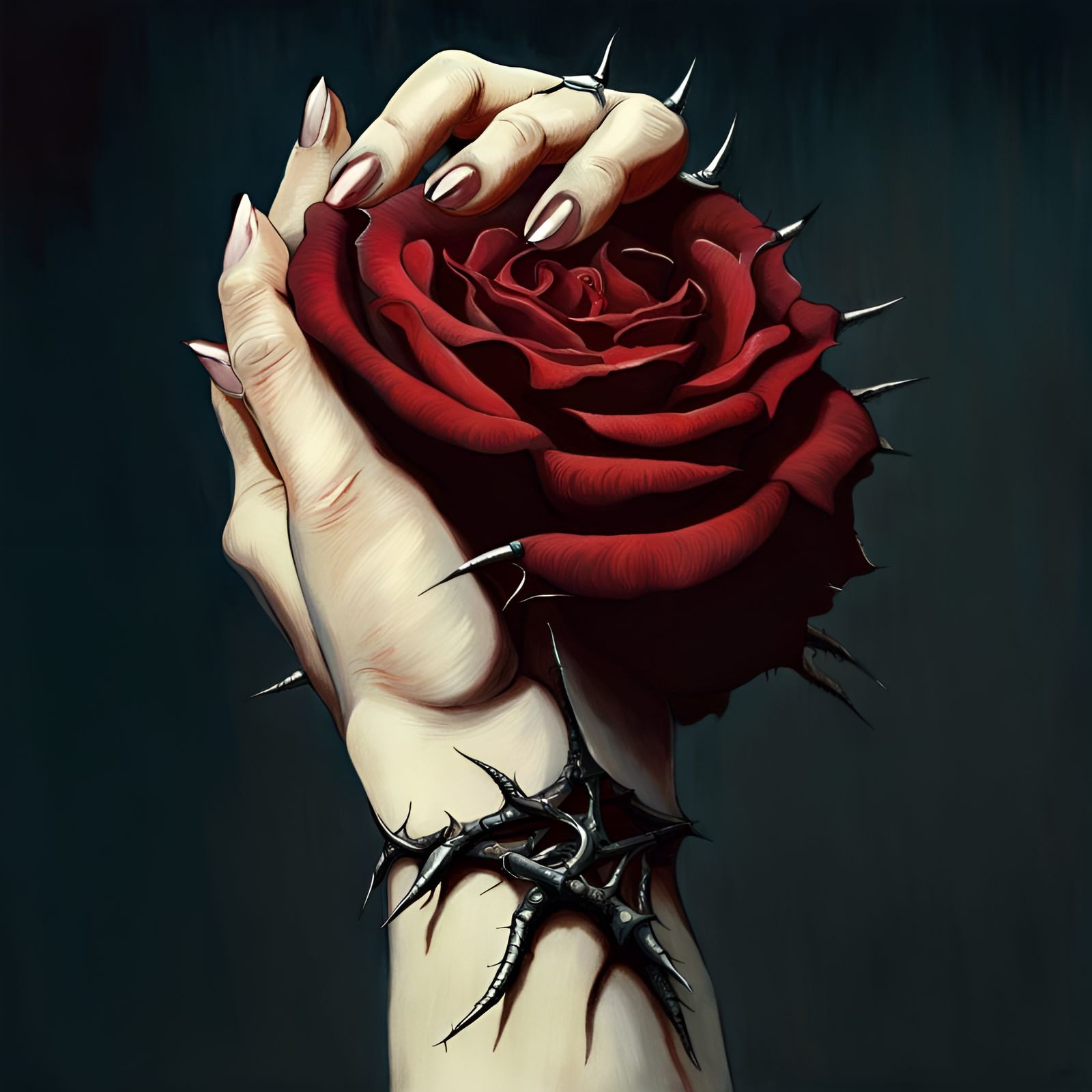 Hand in rose