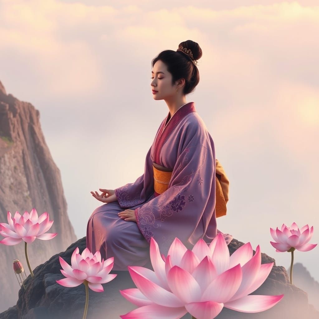 Meditative Woman in Ukiyo-e Style