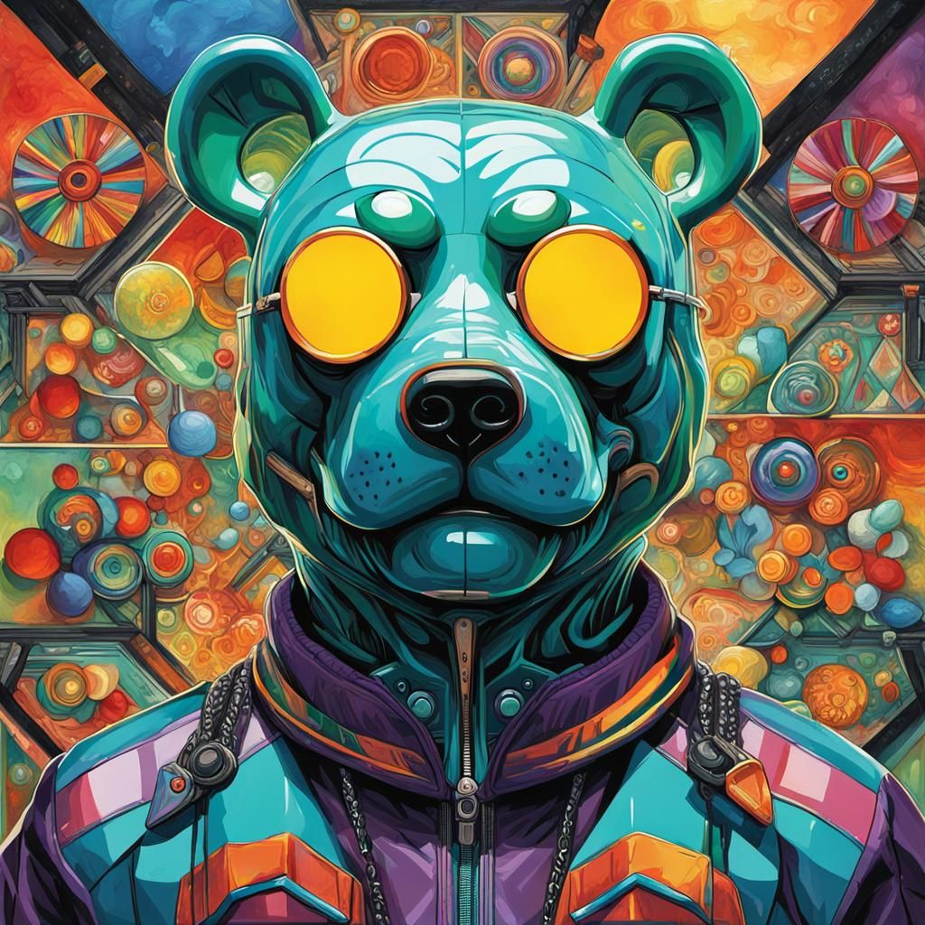 Futuristic Gummy Bear in Oil Painting Style