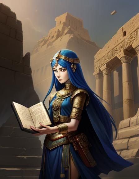 Girl Holds Tablet of Destinies, Ancient Mesopotamia