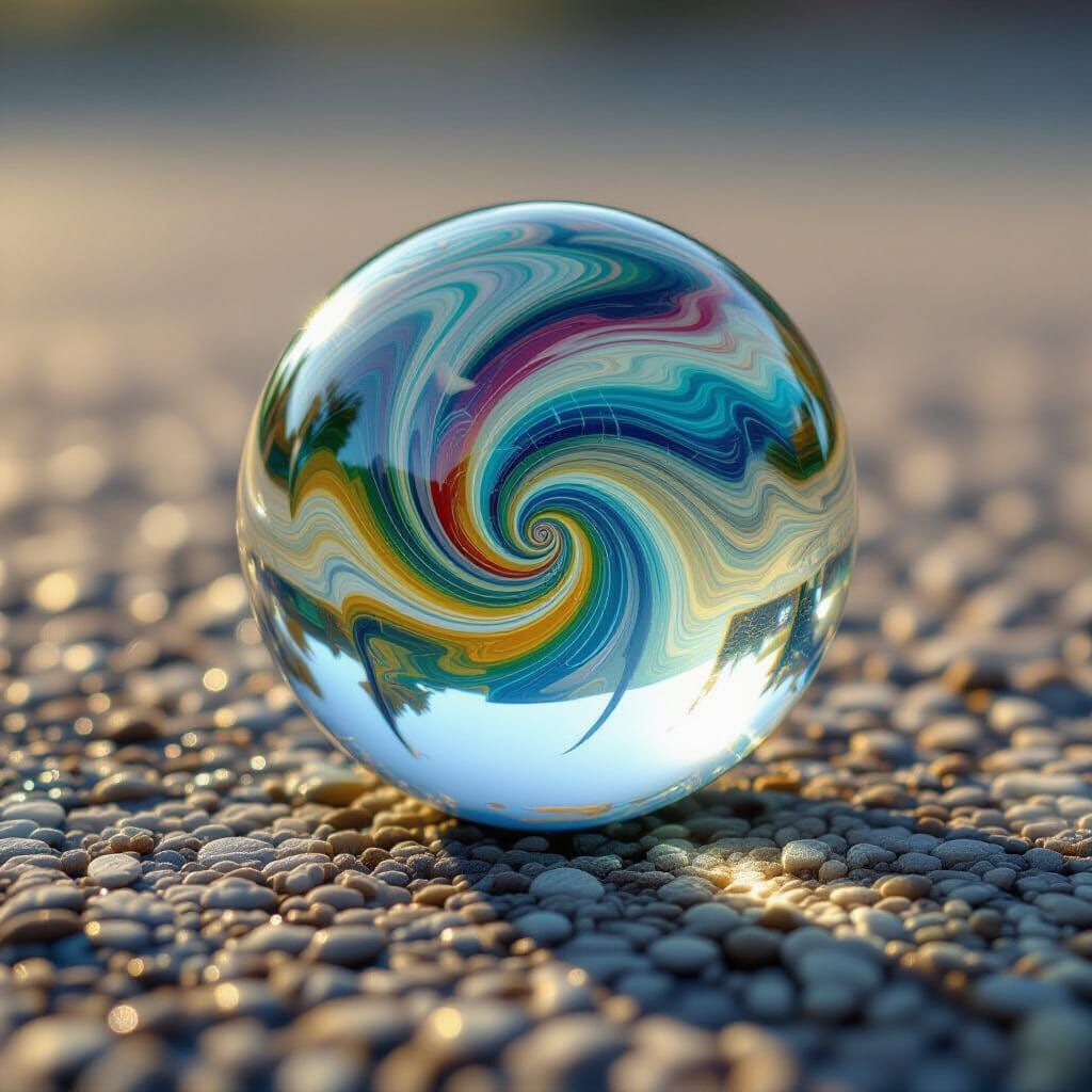 Hyperrealistic Close-Up of a Swirling Marble