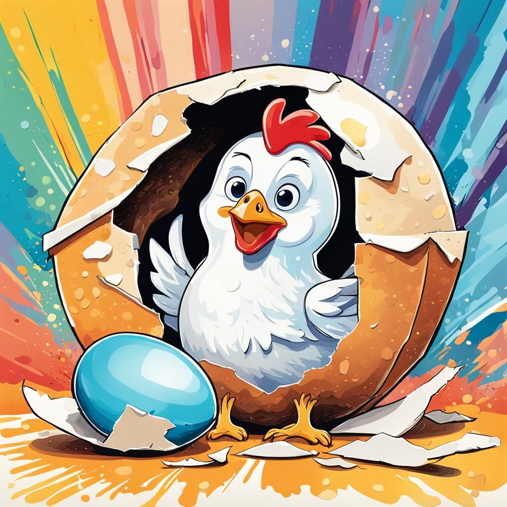 Cartoon Chicken Emerges in Playful 3D Illustration