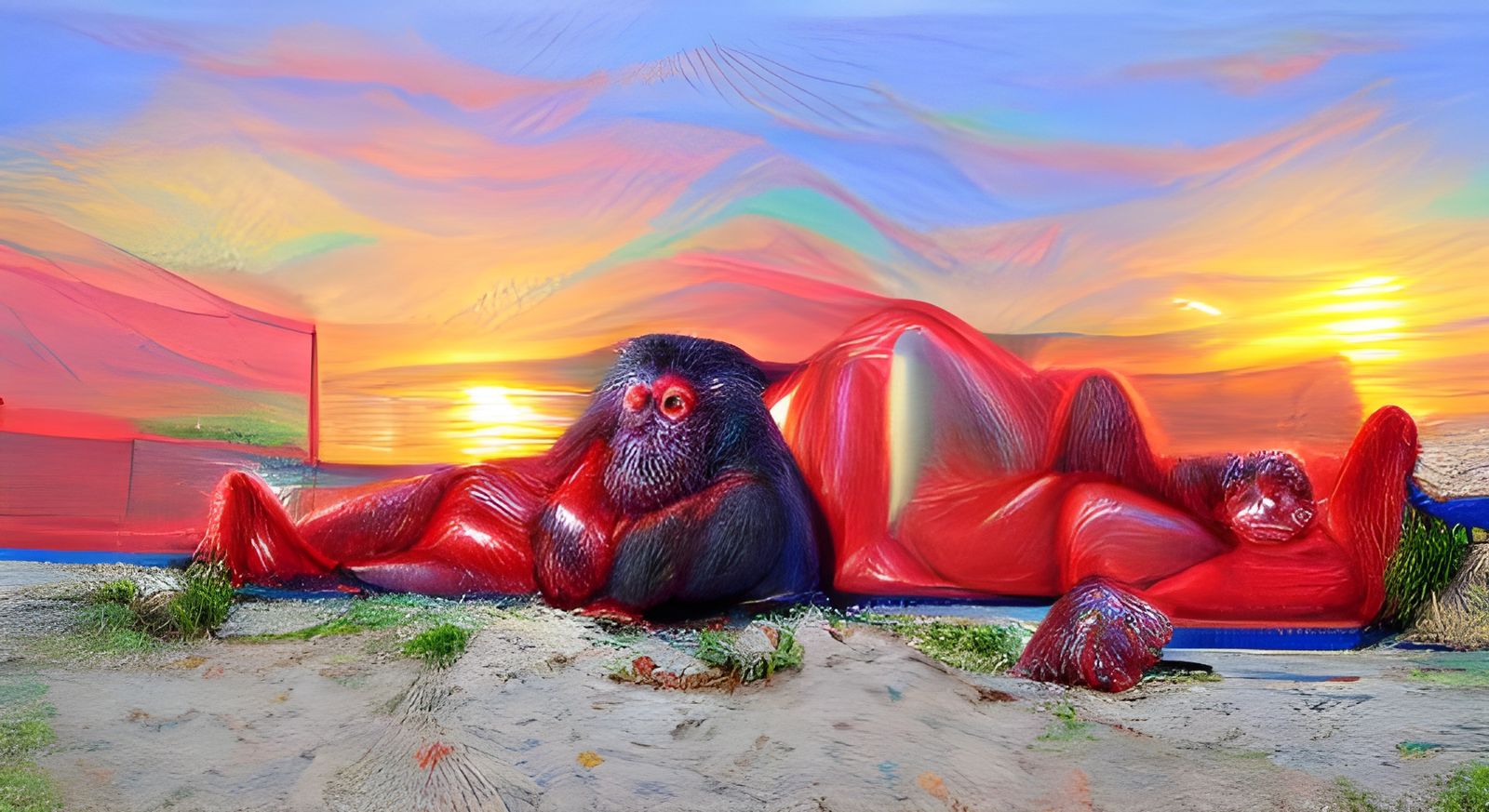 Gorilla in the beach