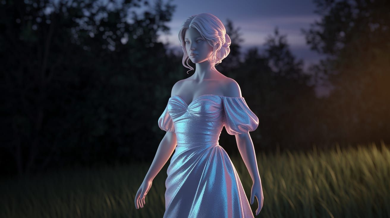 Ethereal Woman in Twilight Forest