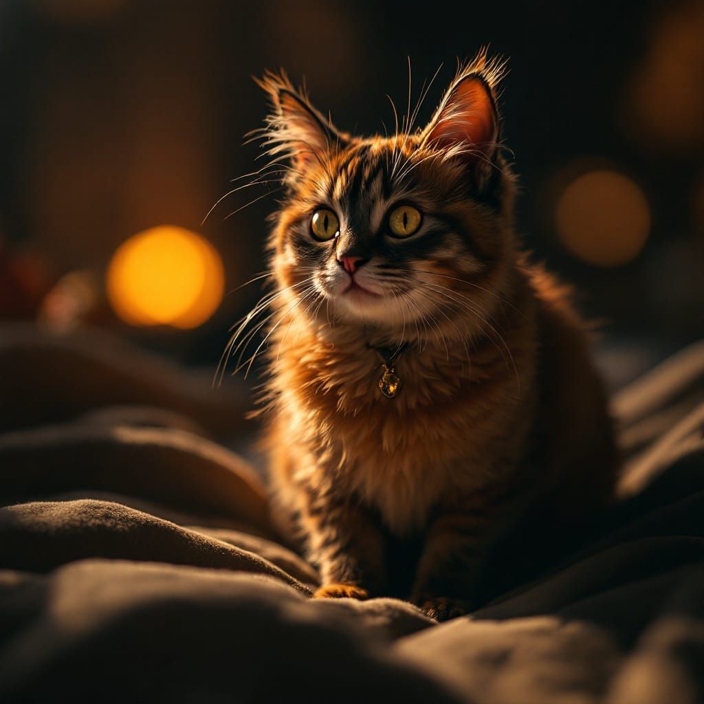 Regal Whiskered Feline in Golden Light