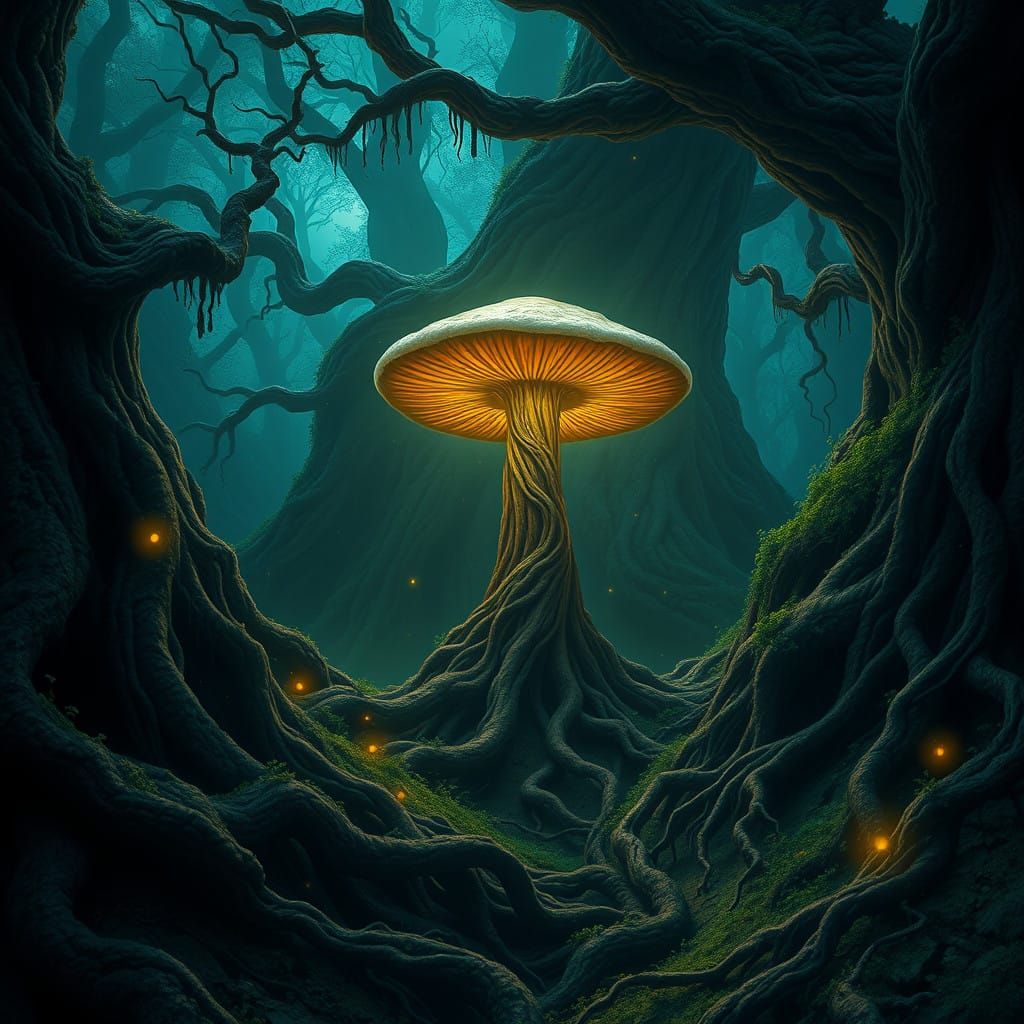 Ethereal Forest Realm in Vibrant Emerald and Sapphire