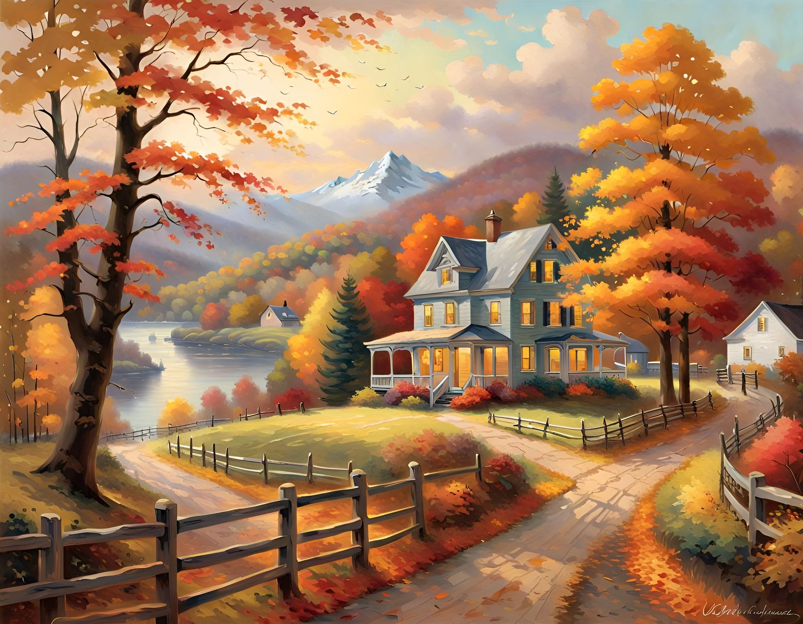 New Hampshire Autumn Landscape in Oil on Canvas