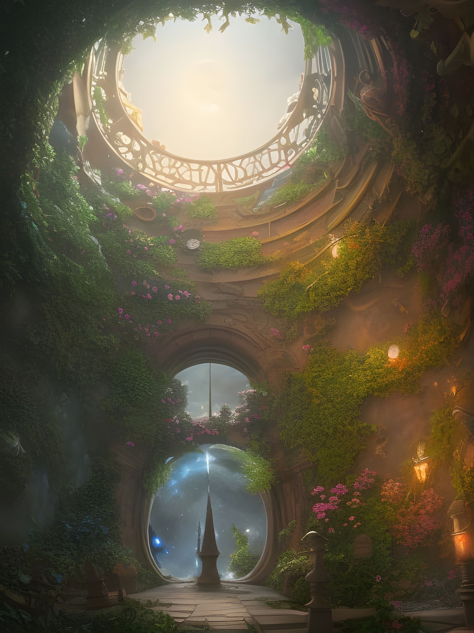 Enchanted Portal to Secret Garden in Digital Art