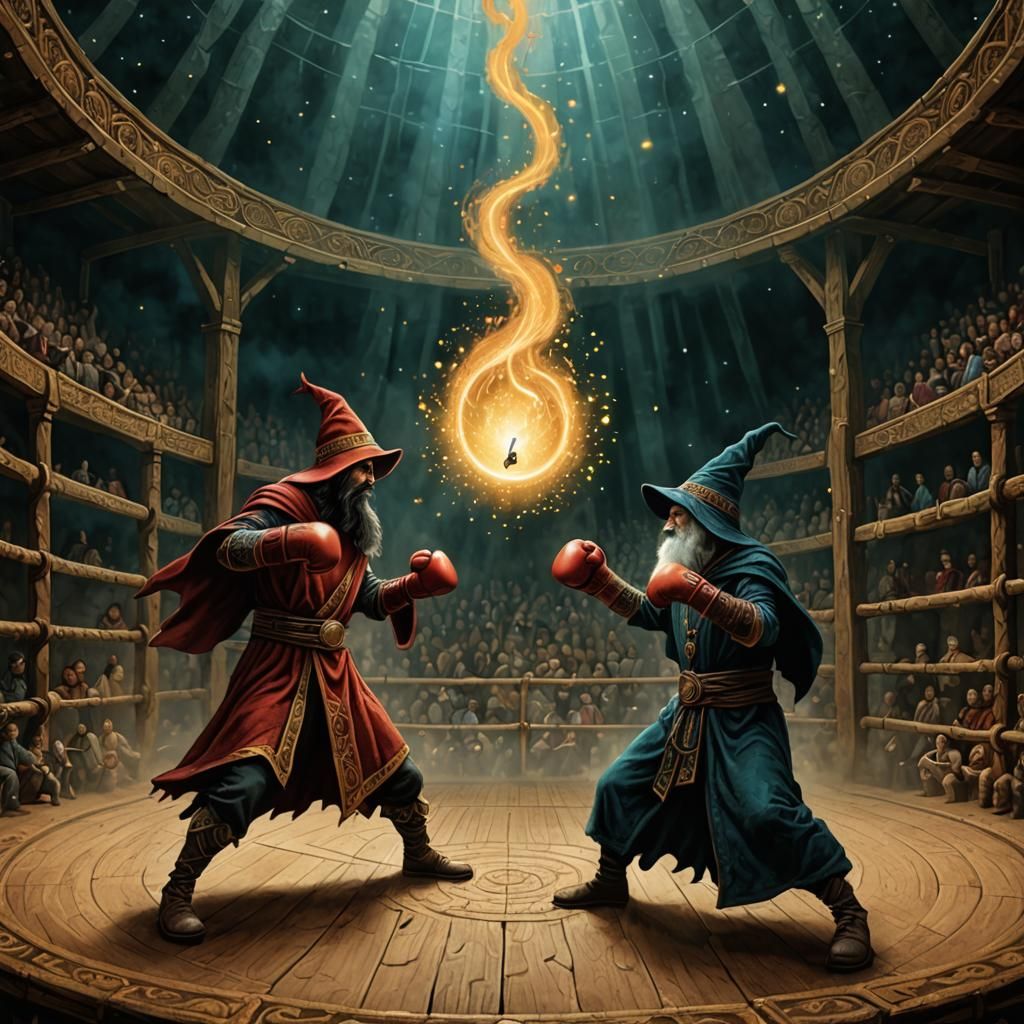 Wizards Boxing in Magical Arena, Batic Style
