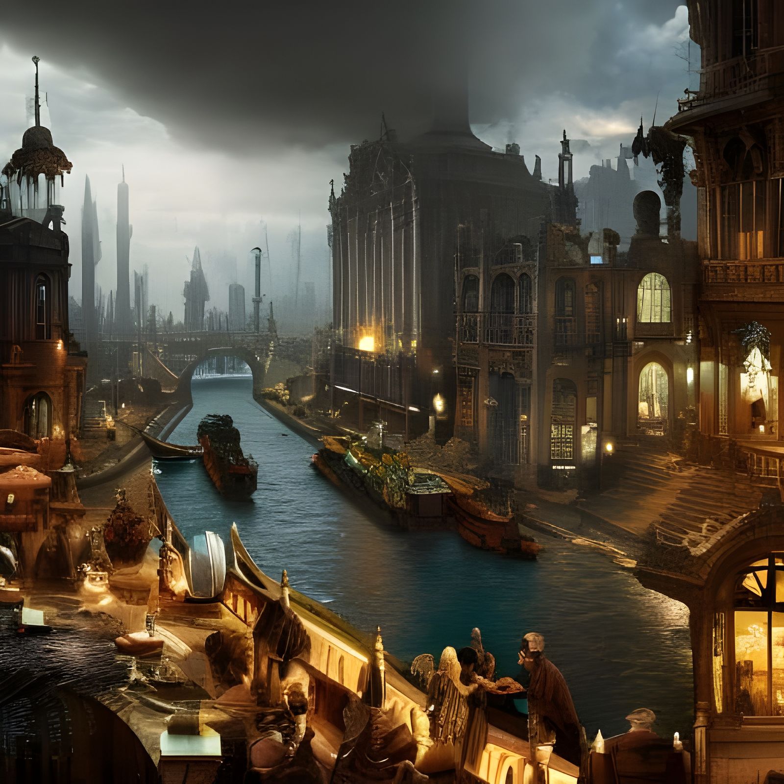 Epic Canal City: Detailed Digital Matte Painting