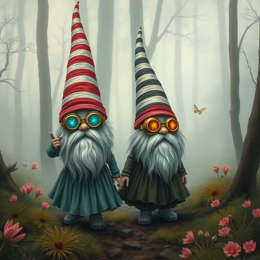 Surreal Forest Gnomes in Japanese Pop Style