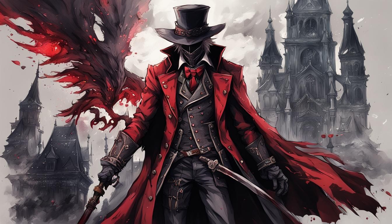 Austria as a Bloodborne Boss in Anime Style