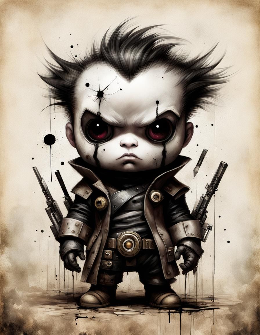 Demonic Cyborg Bear Portrait in Volcanic Hyperspace