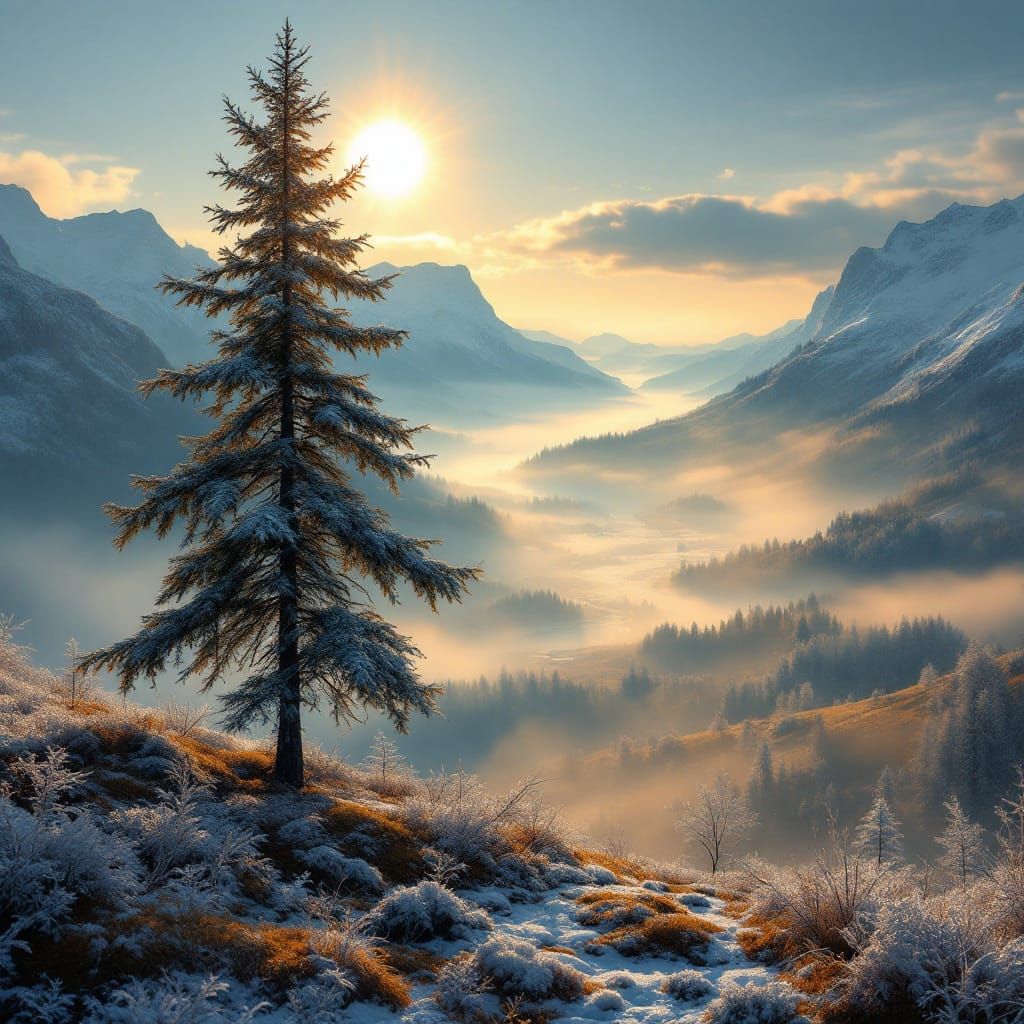 Frosty Nordic Autumn Landscape in Digital Matte Painting